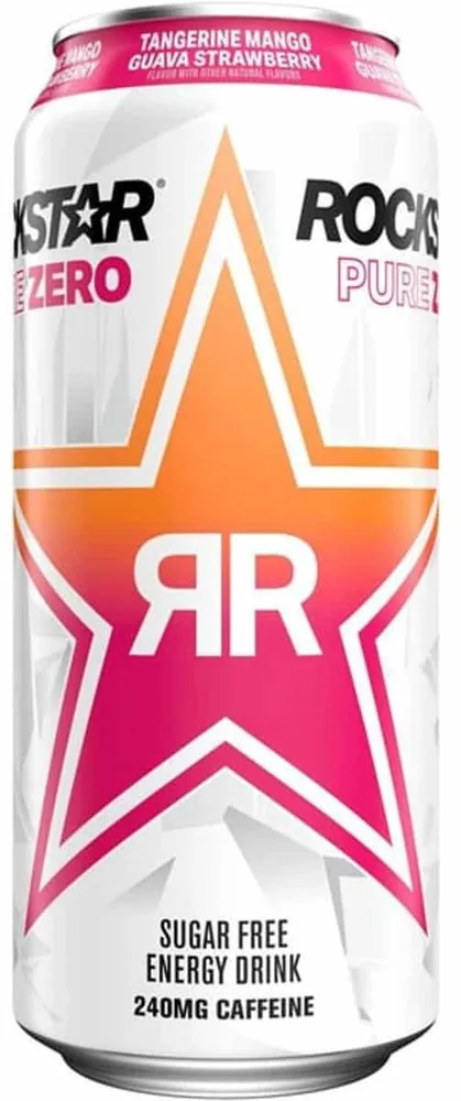 Rockstar Zero Sugar Tangerine Mango Guava & Strawberry Flavor Pure Energy Drink Can (16 fl oz)
