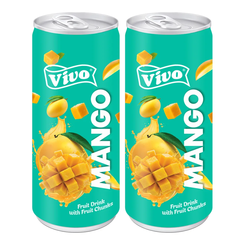Vivo Mango Fruit Drink with Fruit Chunks Cans (250 ml x 2)