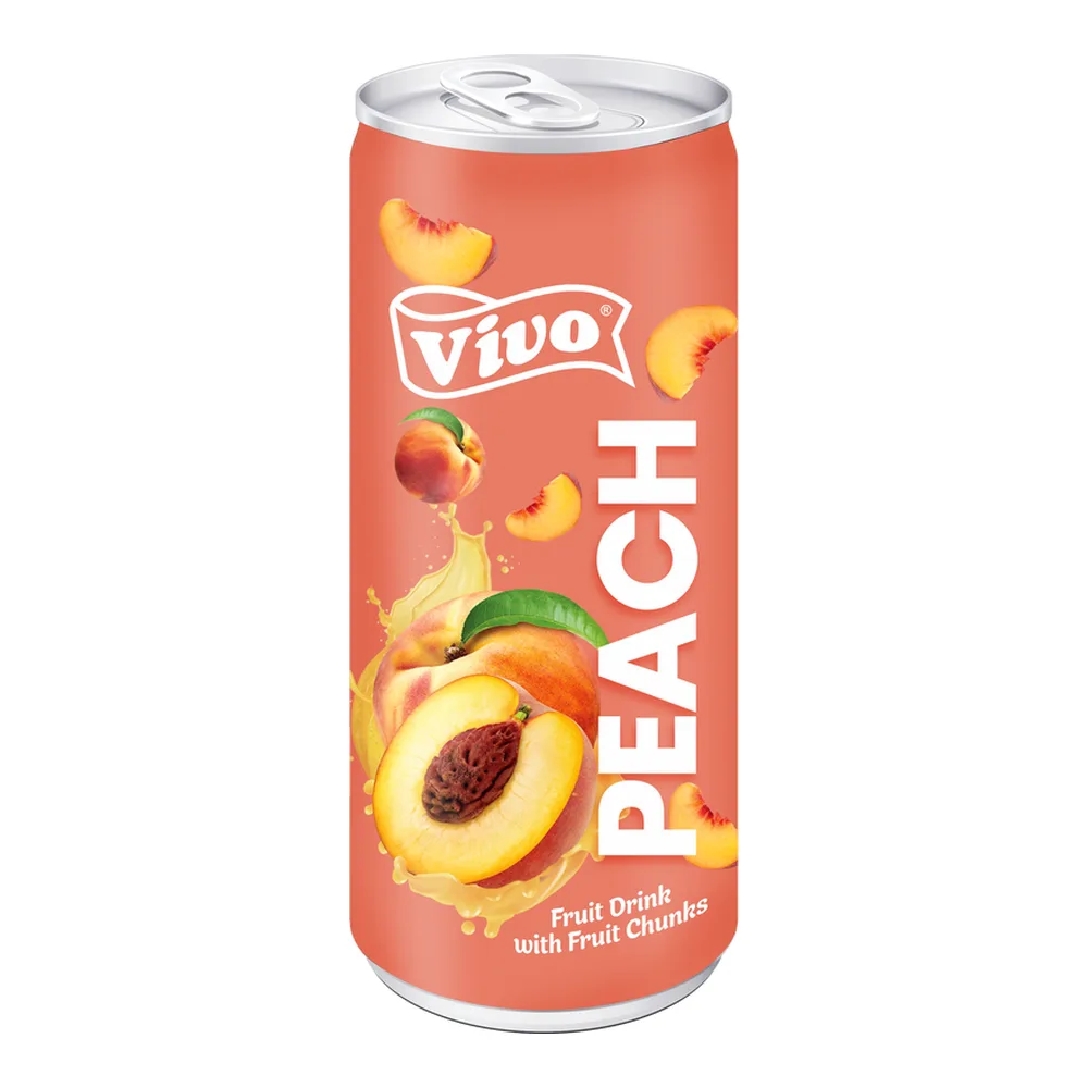 Vivo Peach Fruit Drink with Fruit Chunks Can (250 ml)